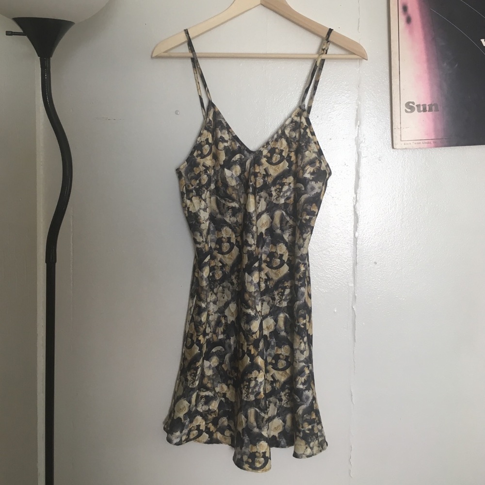 vintage grey floral slip dress